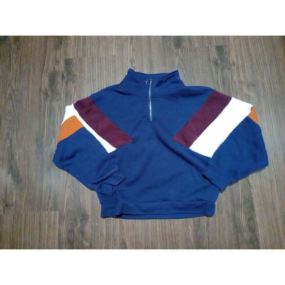 Moral fiber sweatshirt Juniors Size Medium cropped pullover 1/4 zip colorblock - Picture 1 of 4